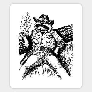 Cowboy Raccoon Funny Animal Meme Sticker